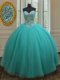 Customized Tulle Sweetheart Sleeveless Lace Up Beading 15 Quinceanera Dress in Turquoise