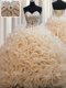 Traditional Sleeveless Brush Train Lace Up Beading Quinceanera Dress