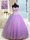Fashion Sweetheart Sleeveless Lace Up Sweet 16 Quinceanera Dress Lavender Tulle