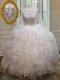 Latest Scoop See Through Organza Long Sleeves Floor Length 15th Birthday Dress and Beading and Ruffles