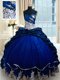 Glorious Royal Blue Lace Up Sweet 16 Dresses Appliques and Pick Ups Sleeveless Court Train