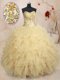 Discount Organza Sleeveless Floor Length Quinceanera Dress and Beading and Ruffles and Sequins
