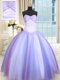 Tulle Sleeveless Floor Length Vestidos de Quinceanera and Beading