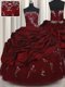 Elegant Taffeta and Tulle Strapless Sleeveless Lace Up Beading and Pick Ups Quinceanera Gown in Wine Red