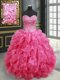 Elegant Sweetheart Sleeveless Organza 15 Quinceanera Dress Beading and Ruffles Lace Up