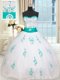 White Quinceanera Dress Military Ball and Sweet 16 and Quinceanera and For with Beading and Appliques Sweetheart Sleeveless Lace Up