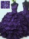One Shoulder Sleeveless Taffeta 15 Quinceanera Dress Beading and Pick Ups Lace Up