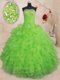 New Style Floor Length Ball Gown Prom Dress Organza Sleeveless Beading and Ruffled Layers