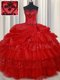 Flare Sleeveless Embroidery and Ruffled Layers and Sequins and Pick Ups Lace Up 15th Birthday Dress  Flare Sleeveless Embroidery and Ruffled Layers and Sequins and Pick Ups Lace Up 15th Birthday Dress
