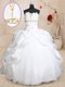 Glittering Scoallped White Sleeveless Floor Length Beading and Pick Ups Lace Up Quinceanera Gowns