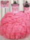 Spectacular Scoop Organza Sleeveless Floor Length Quince Ball Gowns and Beading and Ruffles and Pick Ups  Spectacular Scoop Organza Sleeveless Floor Length Quince Ball Gowns and Beading and Ruffles and Pick Ups