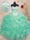 Ball Gowns Quinceanera Gown Apple Green Sweetheart Organza Sleeveless Floor Length Lace Up