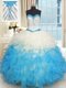 New Arrival Sweetheart Sleeveless Quinceanera Gowns Floor Length Beading and Ruffles Multi-color Organza