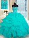Romantic Organza Sleeveless Floor Length 15 Quinceanera Dress and Beading and Ruffles and Pick Ups