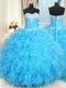 Baby Blue Lace Up Sweetheart Beading and Ruffles and Ruffled Layers Quinceanera Dresses Organza Sleeveless