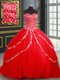 Red Tulle Lace Up Sweetheart Sleeveless 15 Quinceanera Dress Beading and Appliques