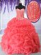 Spectacular Organza Sleeveless Floor Length 15 Quinceanera Dress and Beading and Ruffles