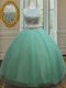 Scoop Apple Green Two Pieces Beading Sweet 16 Dresses Zipper Tulle Sleeveless Floor Length