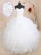 Fashion White Ball Gowns Sweetheart Sleeveless Organza Floor Length Lace Up Beading and Ruffles Sweet 16 Dresses