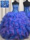 Ball Gowns Quinceanera Dress Blue and Purple Strapless Organza Sleeveless Floor Length Lace Up