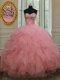 Baby Pink Sweetheart Lace Up Beading and Ruffles and Sequins 15th Birthday Dress Sleeveless