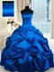 Noble Royal Blue Strapless Lace Up Pick Ups 15 Quinceanera Dress Sleeveless