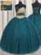 Pretty Tulle Sleeveless Floor Length Quinceanera Gowns and Beading