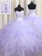 Luxurious Beading and Ruffles Quinceanera Dress Lavender Lace Up Sleeveless Floor Length