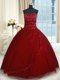 High Class Floor Length Wine Red Vestidos de Quinceanera Sweetheart Sleeveless Lace Up