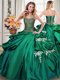 Beautiful Dark Green Ball Gowns Beading and Appliques and Pick Ups Quinceanera Gown Lace Up Taffeta Sleeveless Floor Length