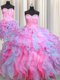 Fancy Three Piece Sweetheart Sleeveless Organza Quinceanera Dresses Beading and Ruffles Lace Up