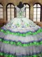 Excellent Straps Ruffled Floor Length Ball Gowns Sleeveless White Sweet 16 Quinceanera Dress Lace Up