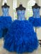 Four Piece Floor Length Royal Blue Quinceanera Gowns Sweetheart Sleeveless Lace Up