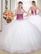 Exceptional White Lace Up Quinceanera Gowns Beading Sleeveless Floor Length
