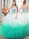 Suitable Multi-color Sweetheart Neckline Beading and Ruffles Quinceanera Gowns Sleeveless Lace Up