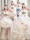 Four Piece Sweetheart Sleeveless Sweet 16 Quinceanera Dress Floor Length Beading and Ruffles White Organza