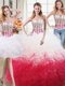 Three Piece Organza Sleeveless Floor Length Quinceanera Gowns and Beading and Ruffles