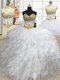 Colorful Three Piece Organza Sweetheart Sleeveless Lace Up Beading and Ruffled Layers Quinceanera Dress in White