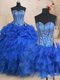 Sophisticated Three Piece Sleeveless Lace Up Floor Length Beading and Ruffles 15 Quinceanera Dress