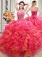 Organza Sweetheart Sleeveless Lace Up Beading and Ruffles Vestidos de Quinceanera in Multi-color