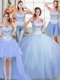 Four Piece Tulle Sleeveless Floor Length Quinceanera Dress and Beading