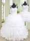 Dramatic Three Piece Straps Sleeveless Sweet 16 Dresses Floor Length Beading and Ruffles White Organza