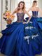 Eye-catching Royal Blue Sleeveless Floor Length Beading and Appliques and Pick Ups Lace Up Quinceanera Dresses