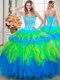 Discount Multi-color Lace Up Sweetheart Beading and Ruffled Layers 15 Quinceanera Dress Tulle Sleeveless