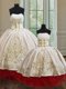 Low Price Organza and Taffeta Sleeveless Floor Length Quinceanera Dress and Embroidery and Ruffled Layers