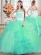 Sumptuous Turquoise Strapless Lace Up Beading and Appliques and Ruffles Quinceanera Dresses Sleeveless