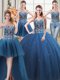 Four Piece Tulle Sleeveless Floor Length 15th Birthday Dress and Beading