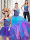 Three Piece Multi-color 15 Quinceanera Dress Military Ball and Sweet 16 and Quinceanera and For with Beading and Ruffles Sweetheart Sleeveless Lace Up