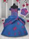 Gorgeous Off the Shoulder Blue Sleeveless Beading and Appliques and Pick Ups Floor Length Little Girls Pageant Gowns