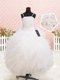 Extravagant White Ball Gowns Beading and Lace and Ruffles Pageant Gowns For Girls Zipper Organza Sleeveless Floor Length